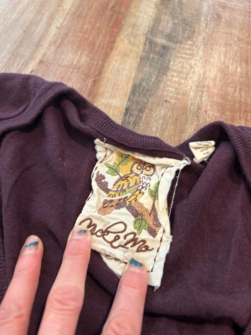 Nick & Mo VTG Y2K Plum Knit Ballerina Wrap Sweater with Floral Emroidery - Picture 2 of 10